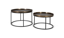 GINER Y COLOMER Lot de 2 tables basses en métal noir et bronze